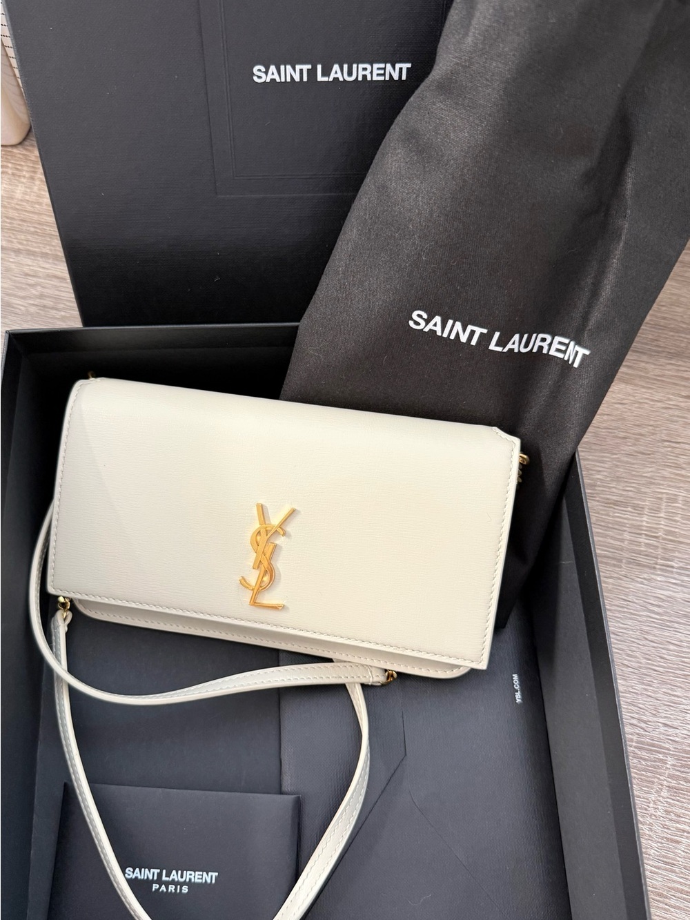 Saint Laurent Cassandre Calfskin Crossbody Gold Hardware